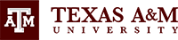Logotipo de la Universidad Texas A&M con fondo granate. Incluye el símbolo