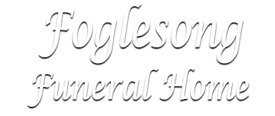 Foglesong Funeral Home logo in gray cursive text on a white background