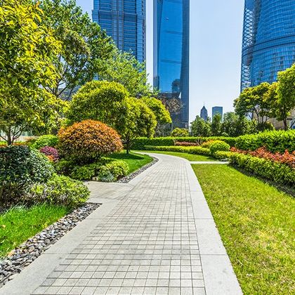 Beautiful Park Near Buildings — Louisville, KY — Perfect Cut Landscaping Beautiful Park Near Buildings — Louisville, KY — Perfect Cut Landscaping