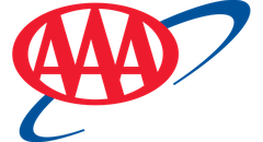 AAA logo in red with a blue swoosh on a white background