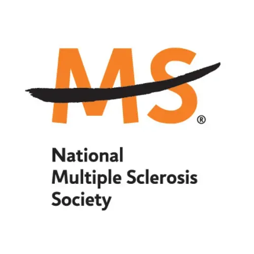 National Multiple Sclerosis Society logo with orange “MS” crossed by a black swoosh