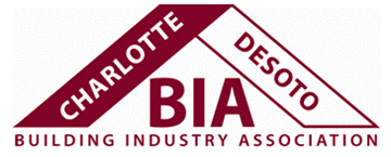 Charlotte-DeSoto Building Industry Association logo with maroon roof shape and large BIA text