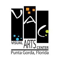 Visual Arts Center logo with stylized black panels, blue dots, and text “Punta Gorda, Florida”