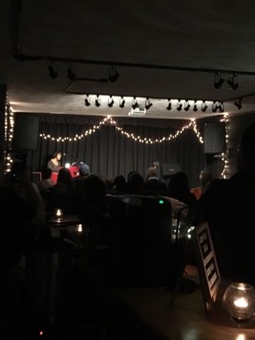 A dark room with a sign that says ' a ' on it