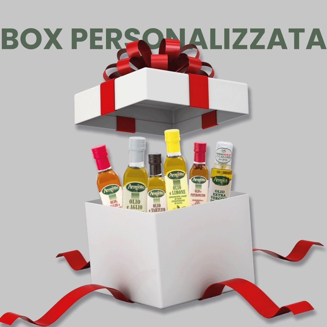 Cesto aziendale Aromolio con oli aromatizzati in confezione regalo