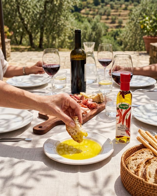 Aromolio Olio al Peperoncino 250ml su pizza appena sfornata