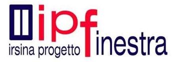 Logo per Ipfinestra, con scritte stilizzate blu e rosse e la dicitura