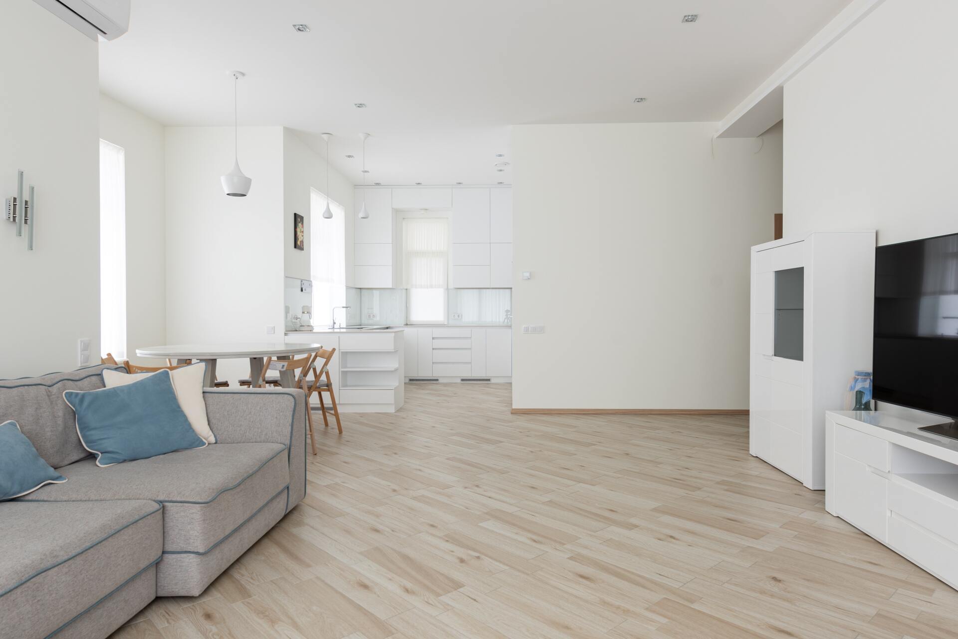 Modern house with kitchen and couch