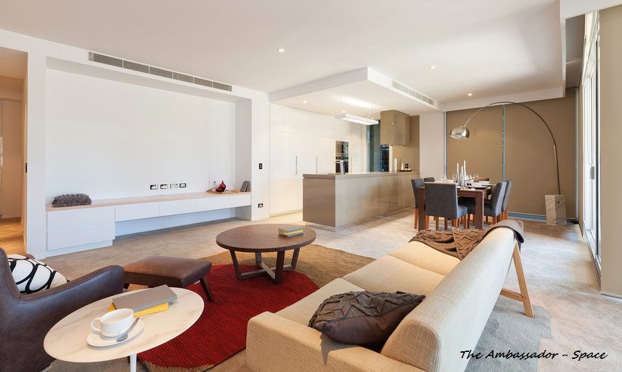 Living Room and Dining Area With Modern Furnishings — Rectified Edge Tiling & Bathroom Renovations in Bungendore, NSW