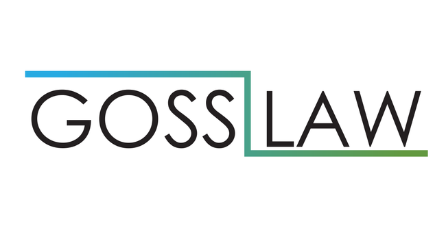 Goss Law logo: Black text with a blue-green line over the &ldquo;S&rdquo;, indicating stability and growth.