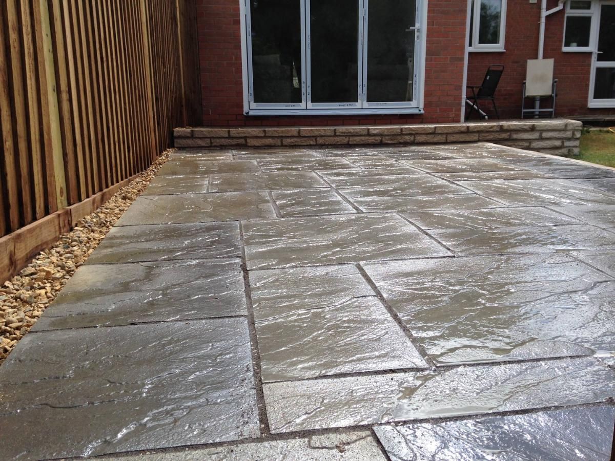 Driveways and Paving Nottingham garden paving using Indian stone for a patio in Arnold Nottingham