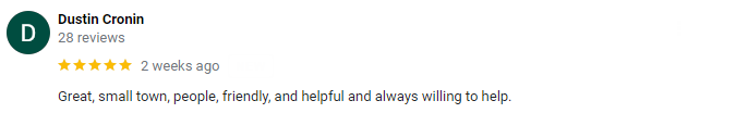 Review for Dustin Creek with a five-star rating; 