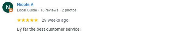 Customer review by Nicole A: five stars, 