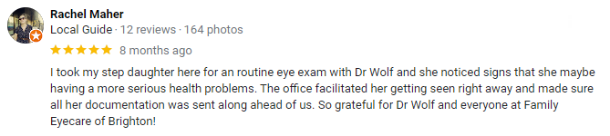 Reviewer Rachel Maher.  Positive review mentioning a Dr. Waif and office staff.