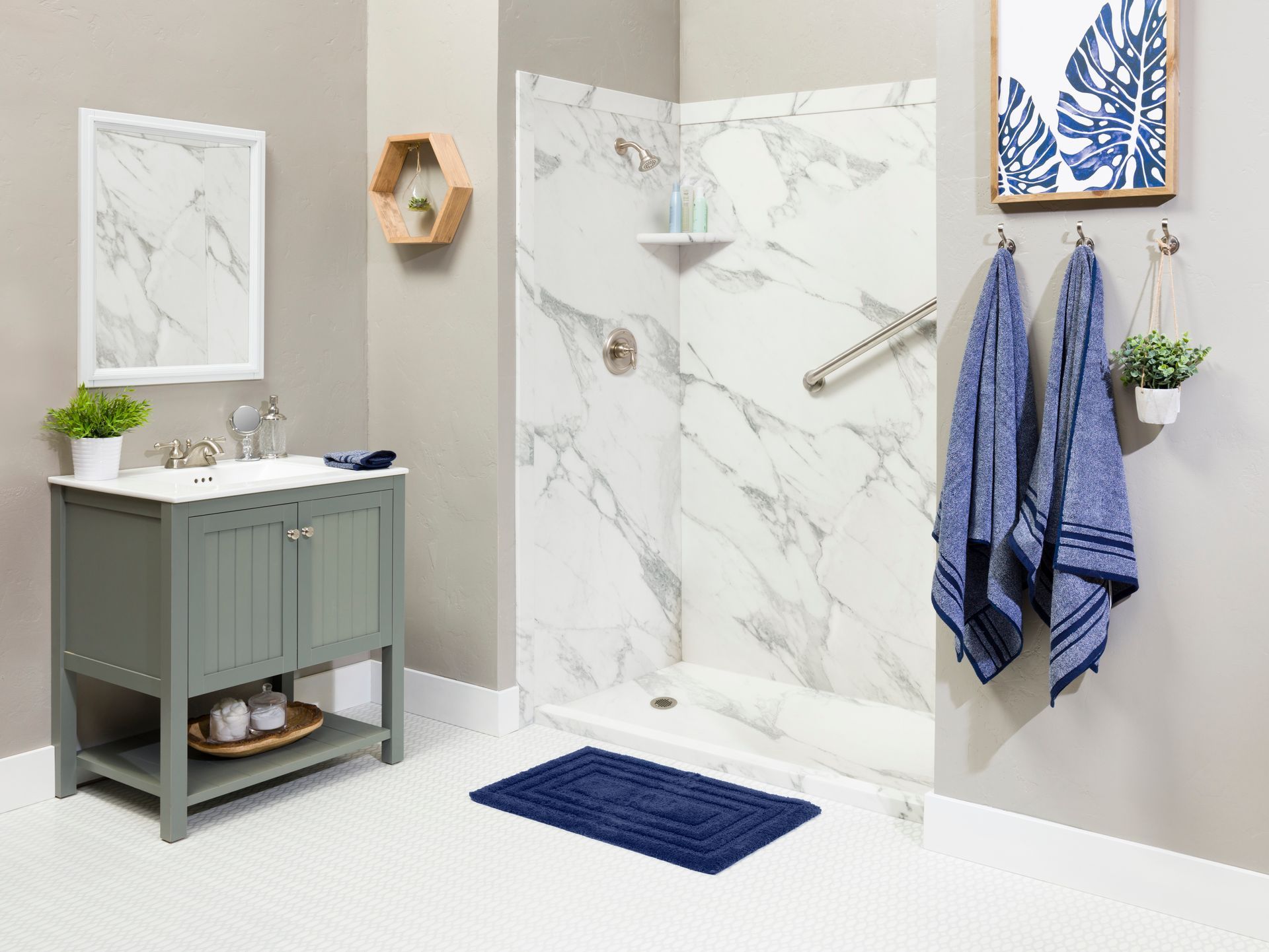 Marble bathroom panel