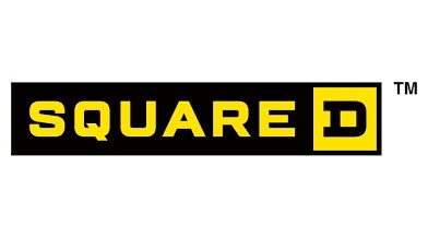 Square D logo: black rectangle with "SQUARE D" in yellow text. The "D" is in a yellow square.