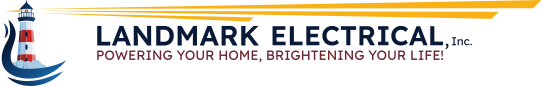 Landmark Electrical logo with lighthouse and text: