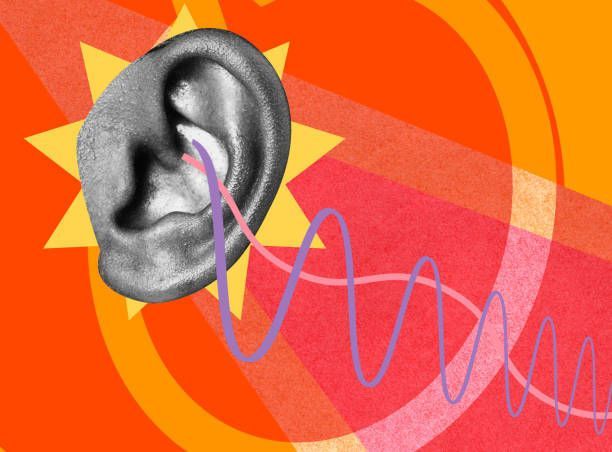 An ear with a sound wave coming out of it