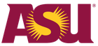 ASU logo: maroon letters