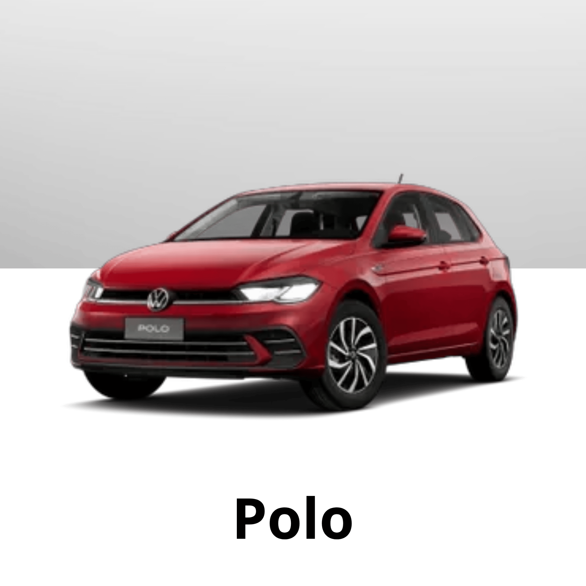 Carro Volkswagen Polo vermelho sobre fundo branco.