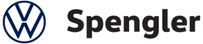 Logotipo da Volkswagen Spengler. Símbolo VW azul ao lado da palavra 