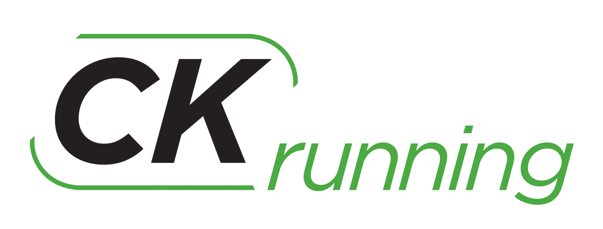 The logo for ck running is black and green on a white background.