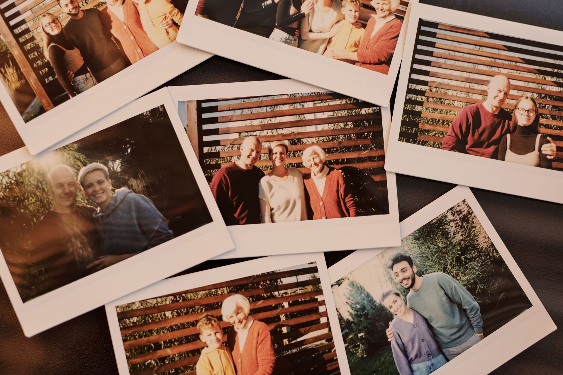 Photos laid out on a table