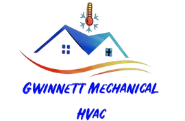 A logo for Gwinnett Mechanical HVAC with a house and a thermometer