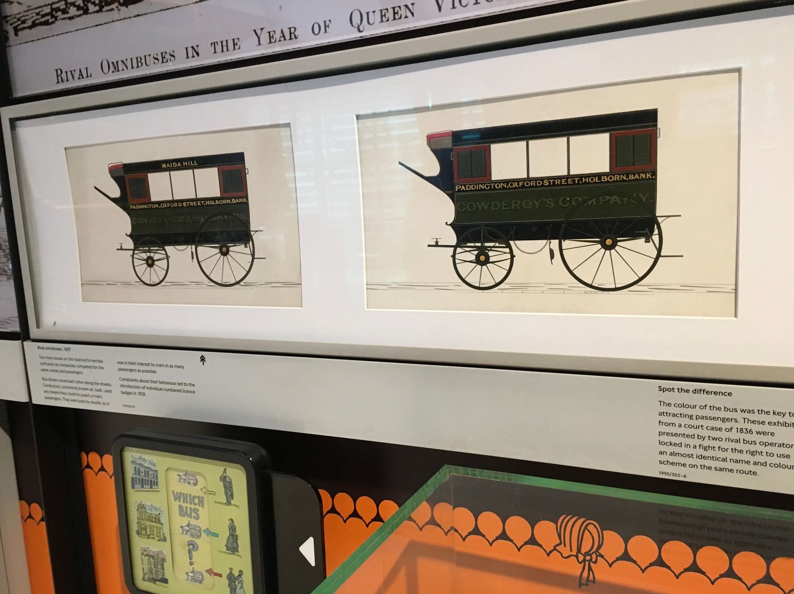 Image of two old trolleys that say paddington oxford street holborn bank on them.