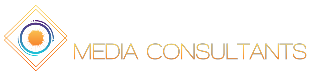 Logo: Geometric shape with an orange sun in the center and the text