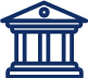 Blue illustration of a classical building with columns, often representing a bank or institution, symbolizing respect