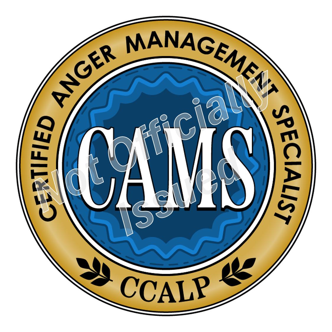 Dark blue and gold CCALP badge for Anger Management Specialist (CAMS) Certification