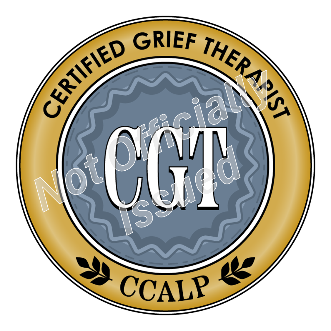 Grey and gold CCALP badge for the Grief Therapist (CGT) Certification