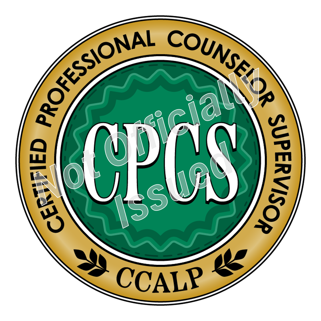 Green and gold CCALP badge for the Certified Professional Counselor Supervisor (CPCS) Certification
