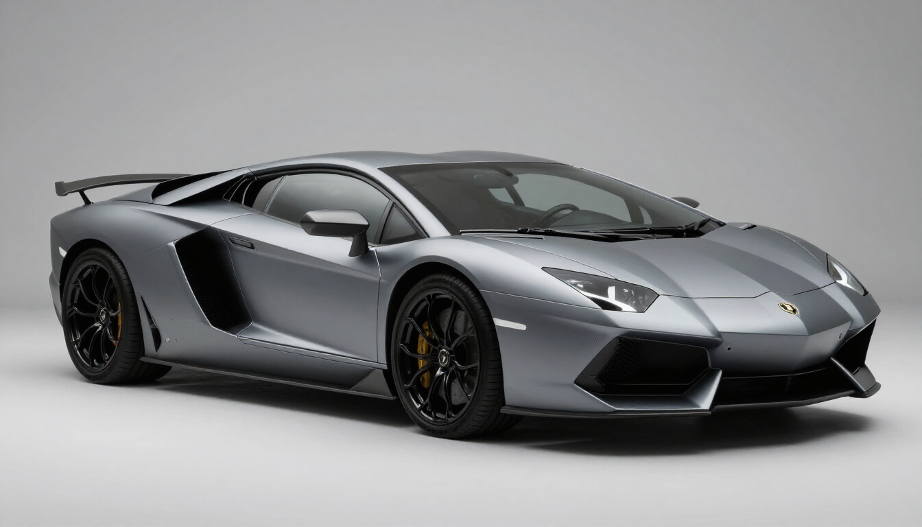Vinyl wrap matte grey sports car