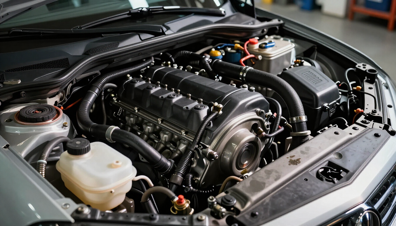 Engine bay detail cleaned