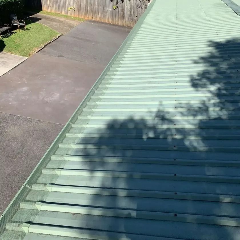 A Green Roof With A Shadow Of A Tree On It — Gutter Guard In Lake Cathie, NSW