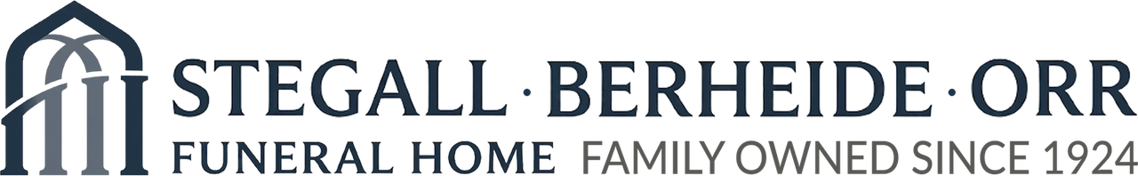 Stegall Berheide Orr Funeral Home logo with house icon and “Family Owned Since 1924” text