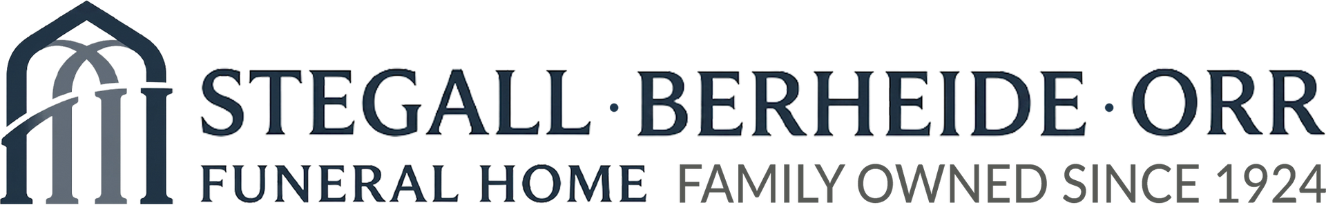 Stegall Berheide Orr Funeral Home logo with house icon and &ldquo;Family Owned Since 1924&rdquo; text