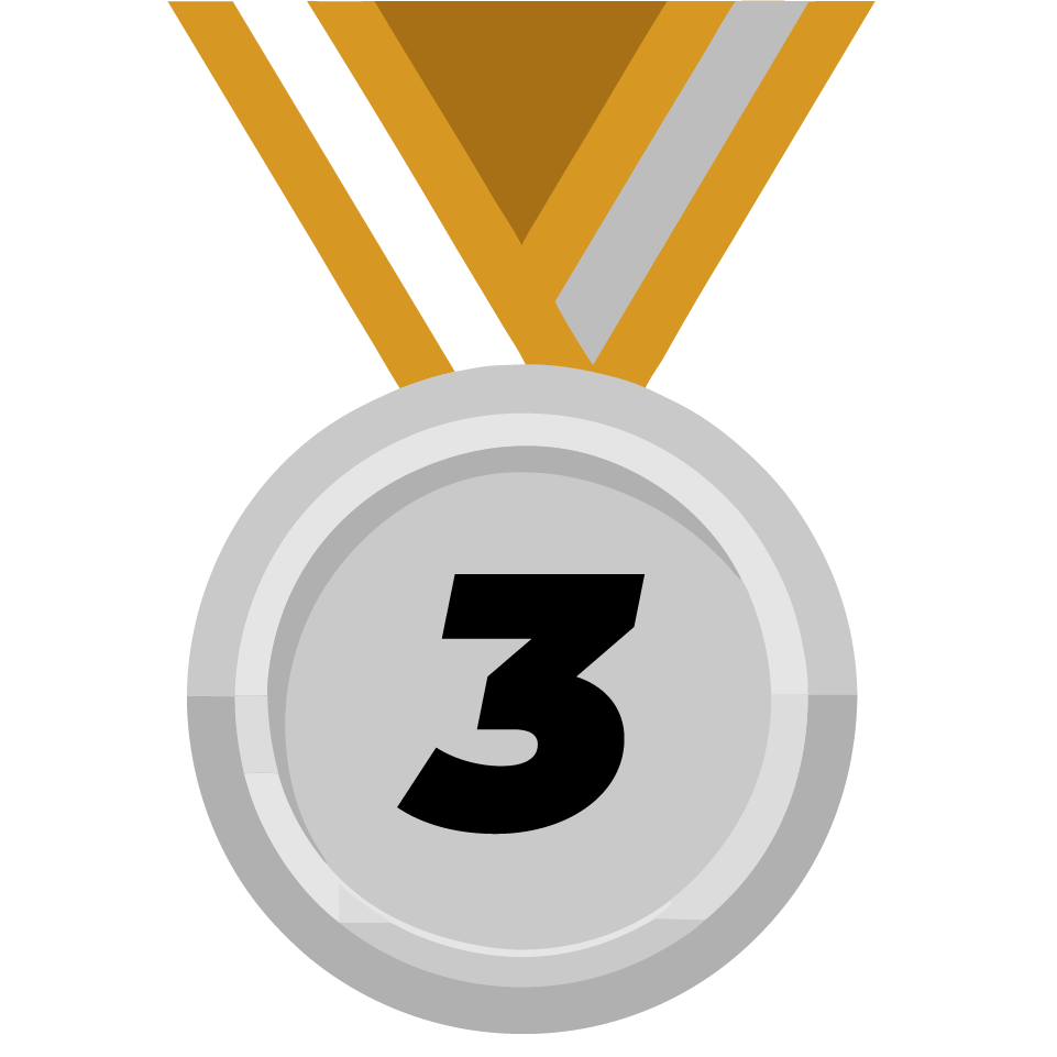 Step 3 of 9: Silver medal with gold lanyard and number 3, showing early customization progress in the medal ordering process.