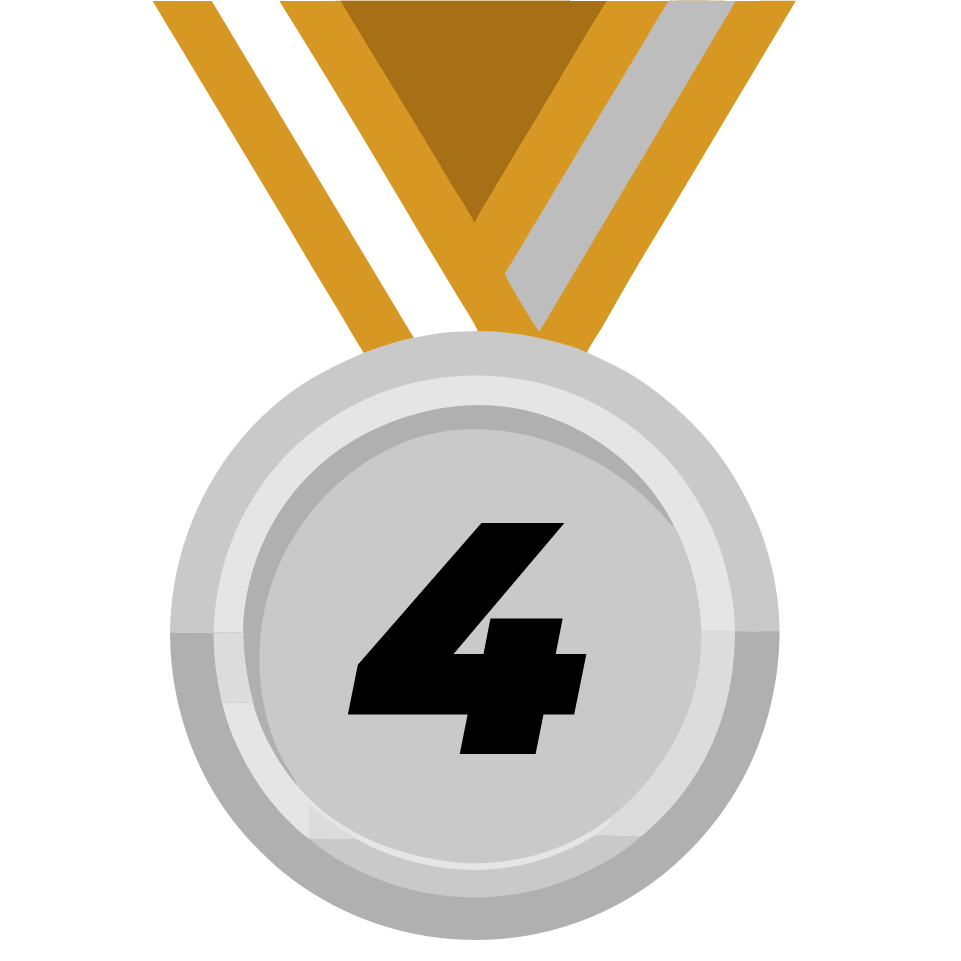 Step 4 of 9: Silver medal with gold lanyard and number 4, continuing the steps in the custom medal order process.