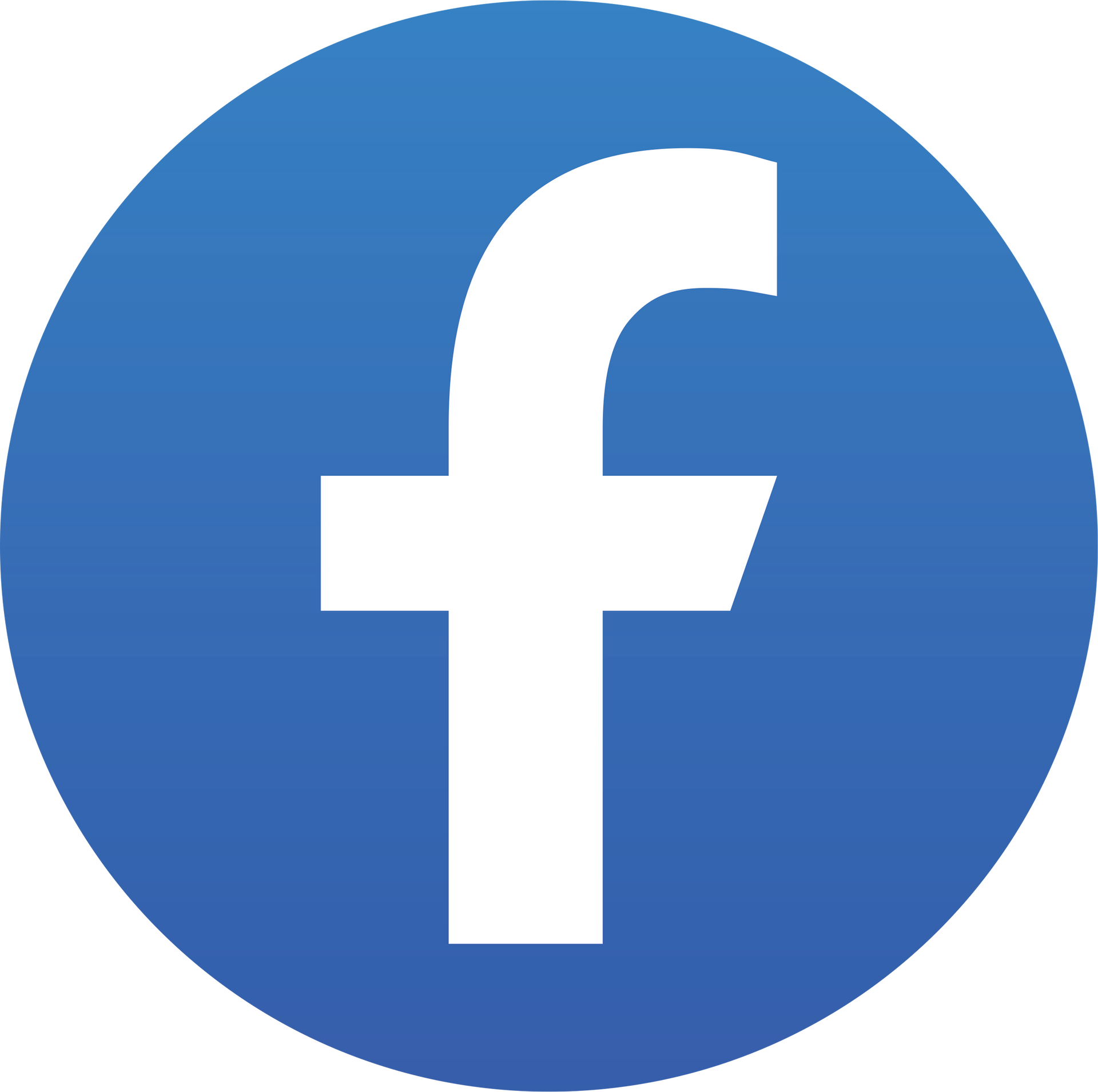 The facebook logo is in a blue circle on a white background.