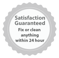 A satisfaction guaranteed sticker that says `` satisfaction guaranteed fix or clean anything within 24 hour ''.