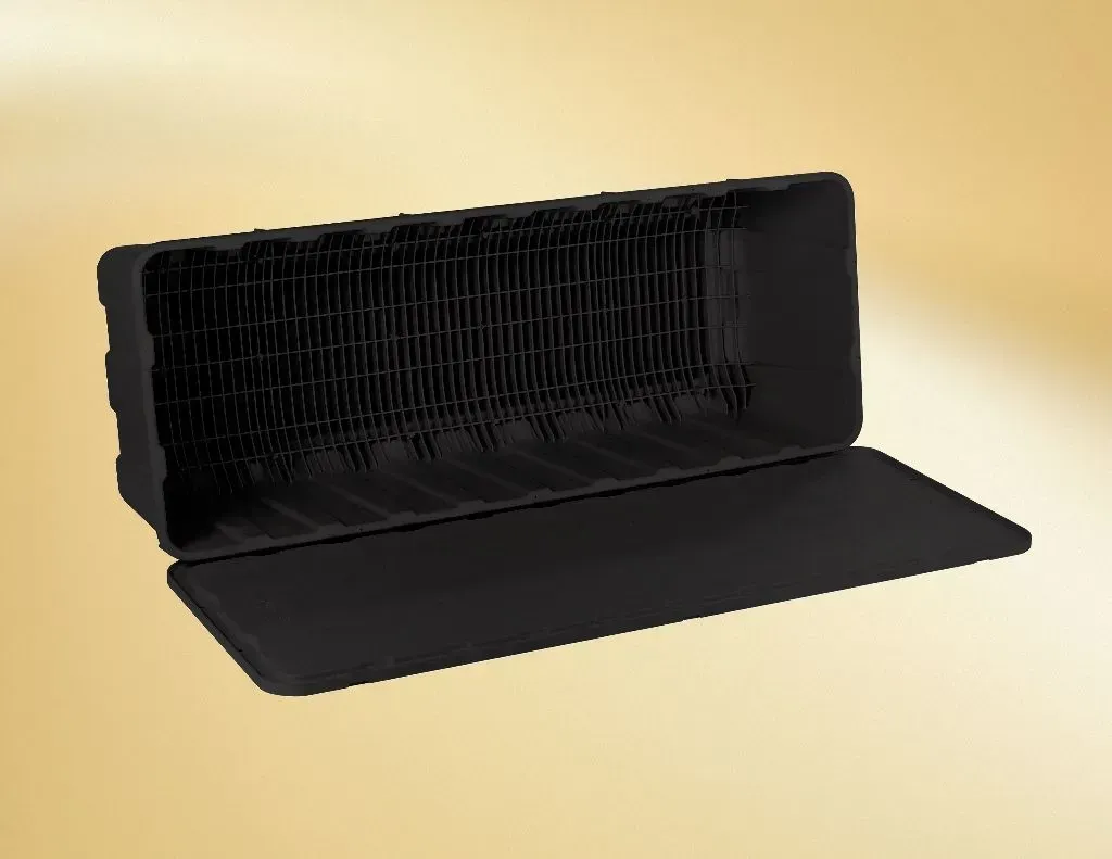 Black folding foam seat cushion with backrest on a beige background