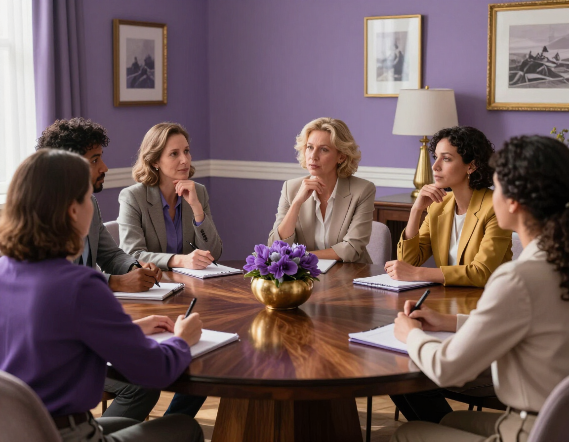 Seis personas sentadas alrededor de una mesa