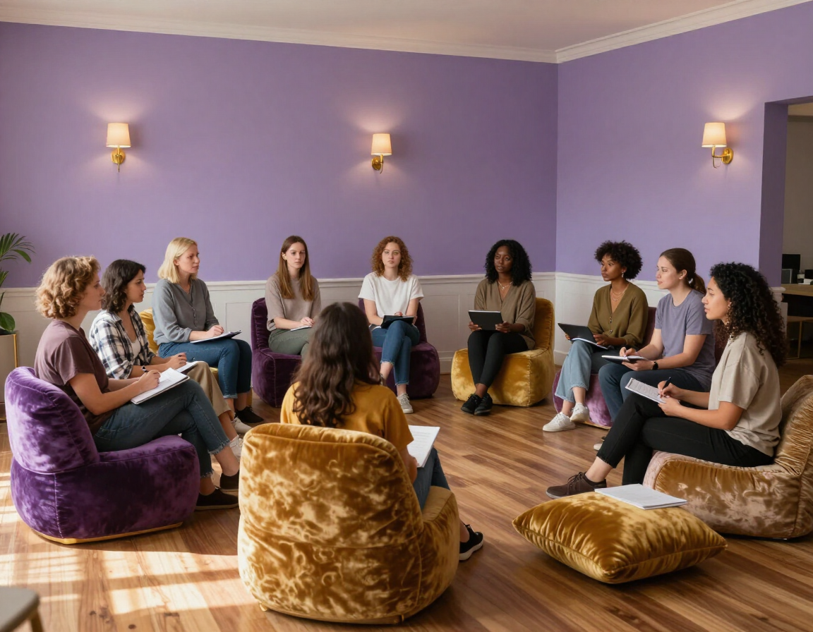 Varias personas sentadas en círculo participan en una discusión grupa