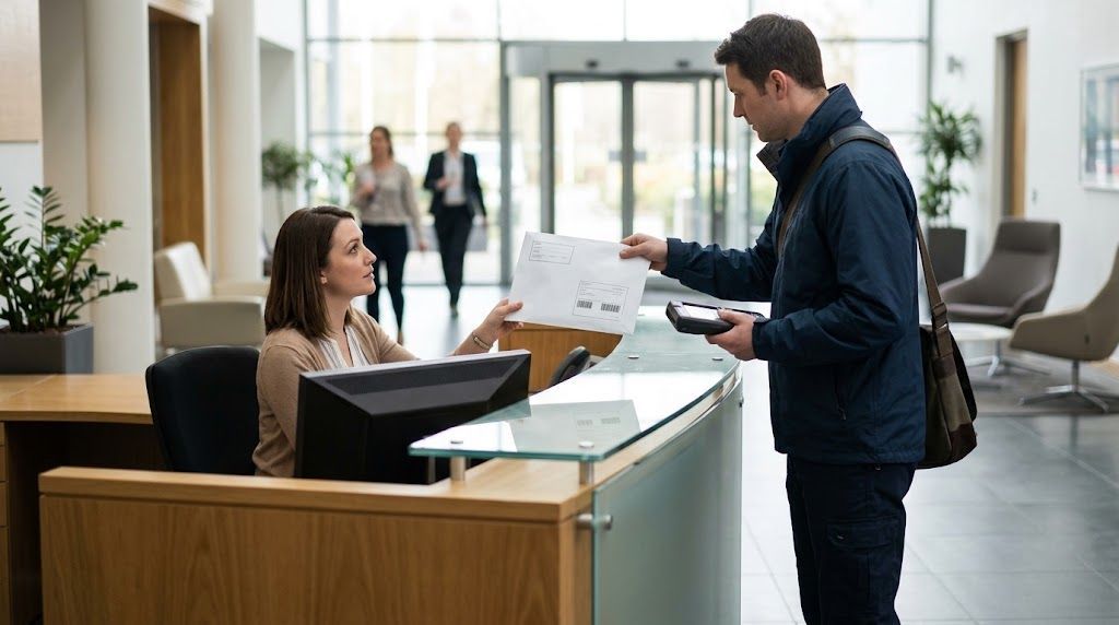 Courier delivering drug test results