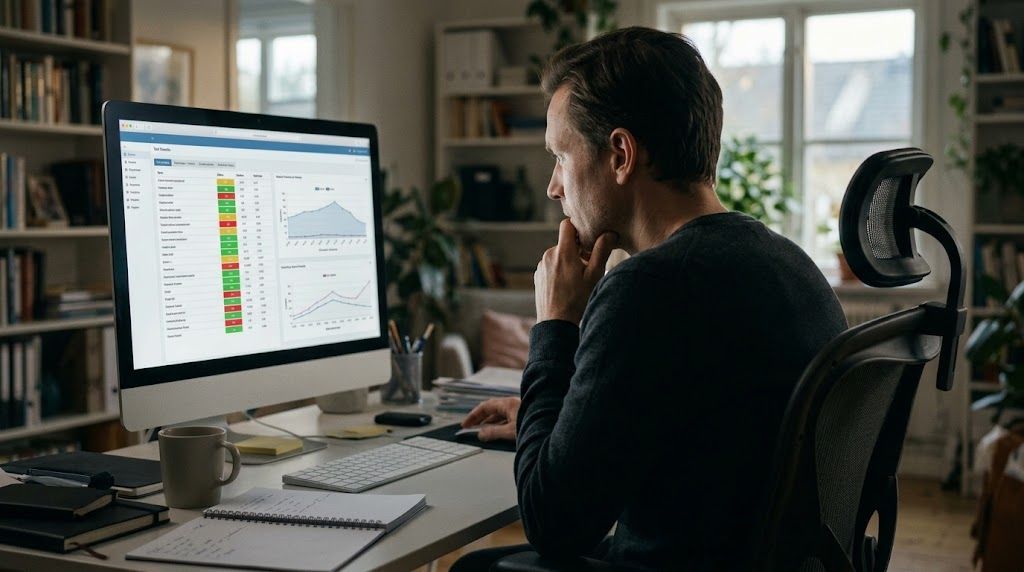 Person reviewing test results on computer