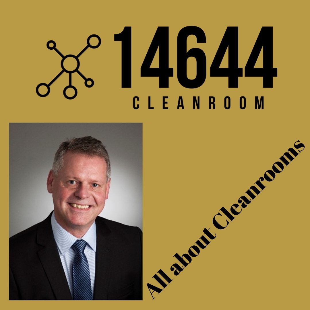 Logo with cleanroom branding and a smiling man;