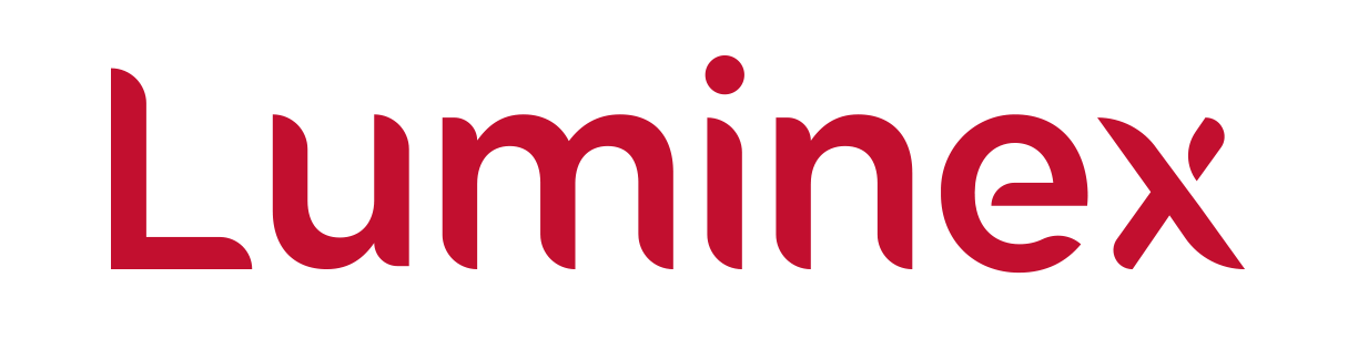 Luminex-logo in rode tekst op een witte achtergrond.